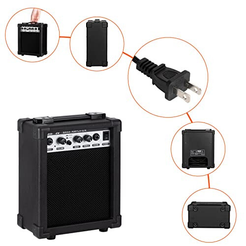 Ktaxon Elektr Bas Gitarasi 4 Torli Bas Gitarasi 20 Watt Kuchaytirgich, PJ Turi Pikap, Tabiiyki havo quritilgan chinor daraxt bo'yin, Gul daraxt pardasi, Bas daraxt tanasi(Quyosh botishi) - 6