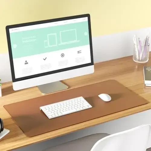 KTRIO Большой игровой коврик для мыши с прошитыми краями, увеличенный коврик для мыши с превосходной микротканью, нескользящая основа, водостойкий коврик для клавиатуры для геймеров, офиса и дома, 80x40 см, кофейно-коричневый - 6