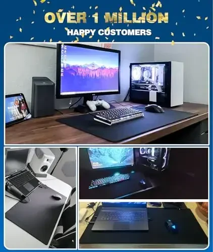 KTRIO Большой игровой коврик для мыши с прошитыми краями, увеличенный коврик для мыши с превосходной микротканью, нескользящим основанием, водостойкий коврик для клавиатуры, настольный коврик для геймера, офиса и дома, 31,5 x 15,7 дюйма, черный - 6