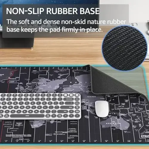 KTRIO Large Gaming Mouse Pad with Stitched Edges, Extended Mousepad with Superior Micro-Weave Cloth, Non-Slip Base, Water Resist Keyboard Pad, Desk Mat for Gamer, Office & Home, 31.5x15.7in, World Map - 2