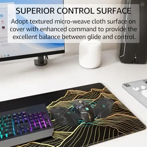 KTRIO Large Gaming Mouse Pad, Desk Mat, 31.5 x 11.8 in, Bright Rise, XL | Smooth Micro-Weave Surface, Artistic Pattern Design, Non-Slip Rubber Base, Durable Stitched Edges, Office & Home Use - KTRIO (1)