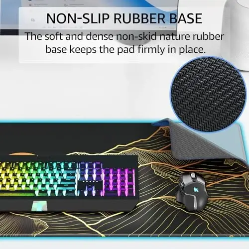 KTRIO Large Gaming Mouse Pad, Desk Mat, 31.5 x 11.8 in, Bright Rise, XL | Smooth Micro-Weave Surface, Artistic Pattern Design, Non-Slip Rubber Base, Durable Stitched Edges, Office & Home Use - 4