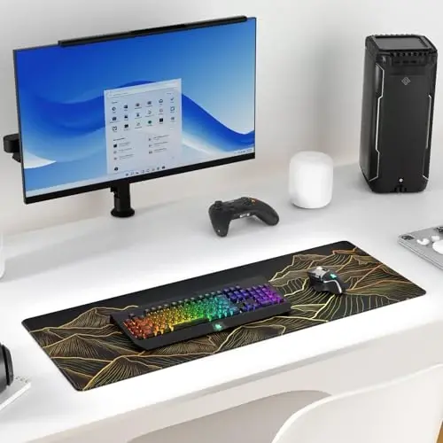 KTRIO Large Gaming Mouse Pad, Desk Mat, 31.5 x 11.8 in, Bright Rise, XL | Smooth Micro-Weave Surface, Artistic Pattern Design, Non-Slip Rubber Base, Durable Stitched Edges, Office & Home Use - 5