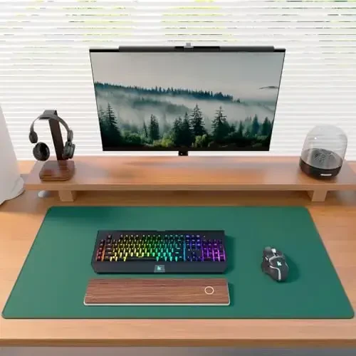 KTRIO Large Gaming Mouse Pad with Stitched Edges, Extended Mousepad with Superior Micro-Weave Cloth, Non-Slip Base, Water Resist Keyboard Pad for Gamer, Office & Home, 31.5x15.7in, Forest Green - 6