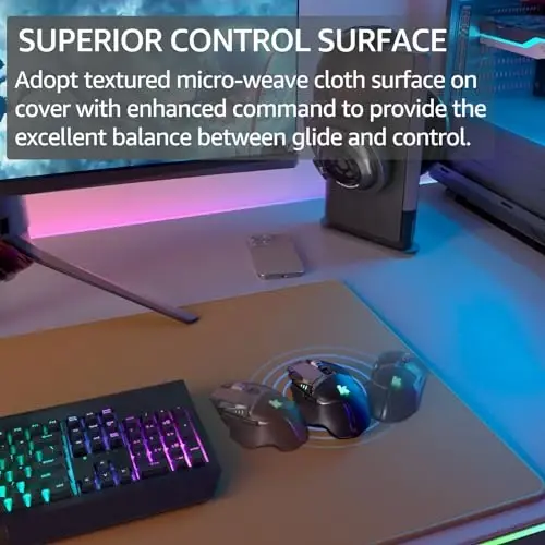 KTRIO Large Gaming Mouse Pad Desk Mat, Superior Micro-Weave Cloth, Non-Slip Rubber Base, Stitched Edges, Water-Resistant, for Gamer, Office & Home, 31.5 x 15.7 Inch，Coffee Brown - 2