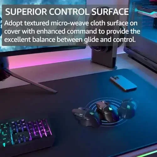 KTRIO Large Gaming Mouse Pad with Stitched Edges, Oversized Mousepad with Superior Micro-Weave Cloth, Non-Slip Base, Water Resist Keyboard Pad, Desk Pad for Gamer, Office & Home, 47.3 x 23.6 in, Black - 2