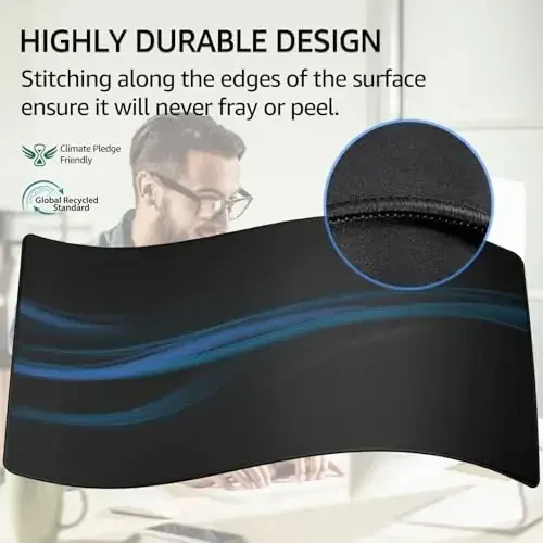 KTRIO Large Gaming Mouse Pad with Stitched Edges, Oversized Mousepad with Superior Micro-Weave Cloth, Non-Slip Base, Water Resist Keyboard Pad, Desk Pad for Gamer, Office & Home, 47.3 x 23.6 in, Black - 3
