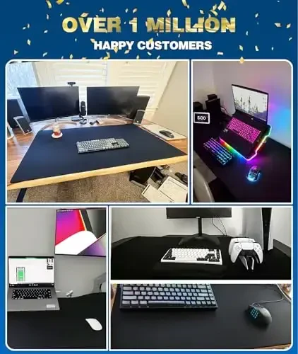 KTRIO Large Gaming Mouse Pad with Stitched Edges, Oversized Mousepad with Superior Micro-Weave Cloth, Non-Slip Base, Water Resist Keyboard Pad, Desk Pad for Gamer, Office & Home, 47.3 x 23.6 in, Black - 6