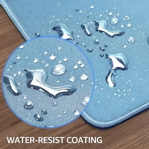 KTRIO Large Gaming Mouse Pad Desk Mat, Superior Micro-Weave Cloth, Non-Slip Rubber Base, Stitched Edges, Water-Resistant, for Gamer, Office & Home, 31.5 x 15.7 Inch，Ice Blue - 5