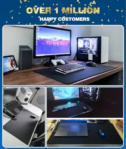 KTRIO Large Gaming Mouse Pad with Stitched Edges, Extended Mousepad with Superior Micro-Weave Cloth, Non-Slip Base, Water Resist Keyboard Pad, Desk Mat for Gamer, Office & Home, 31.5 x 15.7 in, Black - 6