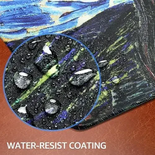 KTRIO Large Gaming Mouse Pad with Stitched Edges, Extended Mousepad with Superior Micro-Weave Cloth, Non-Slip Base, Water Resist Keyboard Pad for Gamer, Office & Home, 31.5x15.7in, Starry Night - 5