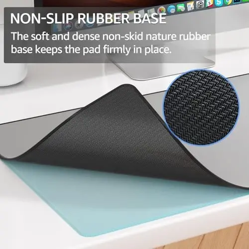 KTRIO Large Gaming Mouse Pad Desk Mat, Superior Micro-Weave Cloth, Non-Slip Rubber Base, Stitched Edges, Water-Resistant, for Gamer, Office & Home, 31.5 x 15.7 Inch，Silver Grey - 4