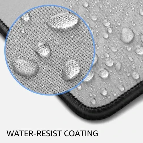 KTRIO Large Gaming Mouse Pad Desk Mat, Superior Micro-Weave Cloth, Non-Slip Rubber Base, Stitched Edges, Water-Resistant, for Gamer, Office & Home, 31.5 x 15.7 Inch，Silver Grey - 5