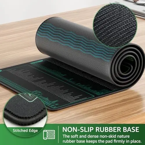 KTRIO Excel Shortcuts Mousepad, Desk Mat, 31.5 x 11.8 in, XL | Smooth Micro-Weave Surface, Shortcut Reference, Non-Slip Rubber Base, Durable Stitched Edges, Office & Home Use - 4