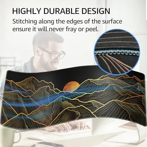 KTRIO Large Gaming Mouse Pad, Desk Mat, 31.5 x 11.8 in, Bright Rise, XL | Smooth Micro-Weave Surface, Artistic Pattern Design, Non-Slip Rubber Base, Durable Stitched Edges, Office & Home Use - 3