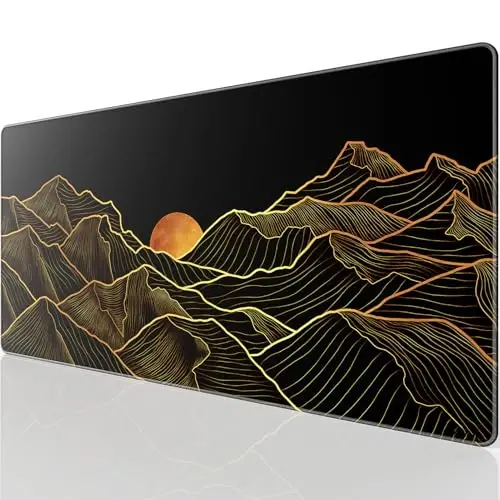 KTRIO Large Gaming Mouse Pad Desk Mat, Superior Micro-Weave Cloth, Non-Slip Rubber Base, Stitched Edges, Water-Resistant, for Gamer, Office & Home, 31.5 x 15.7 Inch, Bright Rise - KTRIO