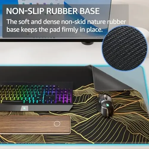 KTRIO Large Gaming Mouse Pad Desk Mat, Superior Micro-Weave Cloth, Non-Slip Rubber Base, Stitched Edges, Water-Resistant, for Gamer, Office & Home, 31.5 x 15.7 Inch, Bright Rise - KTRIO (1)