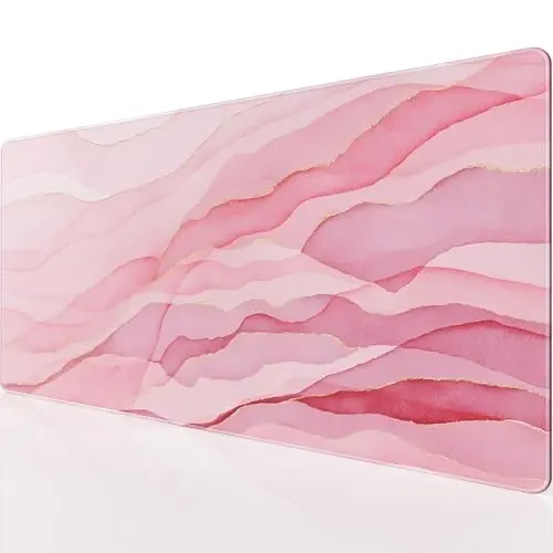 KTRIO Large Gaming Mouse Pad Desk Mat, Superior Micro-Weave Cloth, Non-Slip Rubber Base, Stitched Edges, Water-Resistant, for Gamer, Office & Home, 31.5 x 15.7 Inch，Pink Glow - KTRIO
