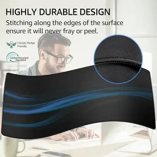 KTRIO Large Gaming Mouse Pad with Stitched Edges, Extended Mousepad with Superior Micro-Weave Cloth, Non-Slip Base, Water Resist Keyboard Pad, Desk Mat for Gamer, Office & Home, 31.5 x 15.7 in, Black - 3