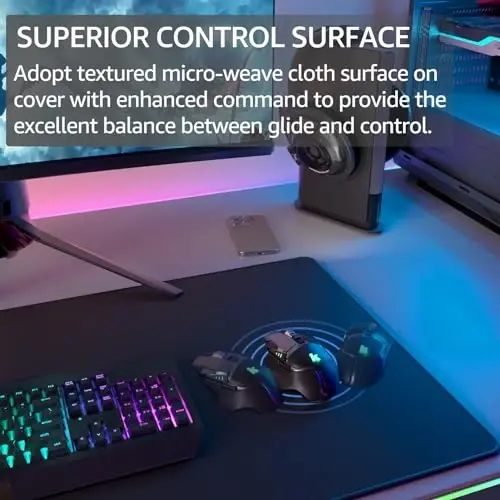 KTRIO Large Gaming Mouse Pad with Stitched Edges, Extended Mousepad with Superior Micro-Weave Cloth, Non-Slip Base, Water Resist Keyboard Pad, Desk Mat for Gamer, Office & Home, 31.5 x 15.7 in, Black - 2