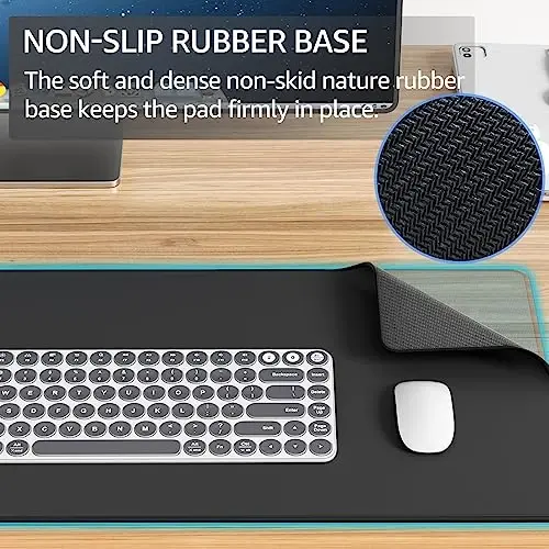 KTRIO Large Gaming Mouse Pad with Stitched Edges, Extended Mousepad with Superior Micro-Weave Cloth, Non-Slip Base, Water Resist Keyboard Pad, Desk Mat for Gamer, Office & Home, 31.5 x 15.7 in, Black - 4