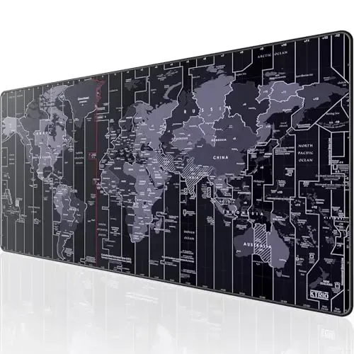 KTRIO Large Gaming Mouse Pad with Stitched Edges, Extended Mousepad with Superior Micro-Weave Cloth, Non-Slip Base, Water Resist Keyboard Pad, Desk Mat for Gamer, Office & Home, 31.5x15.7in, World Map - KTRIO