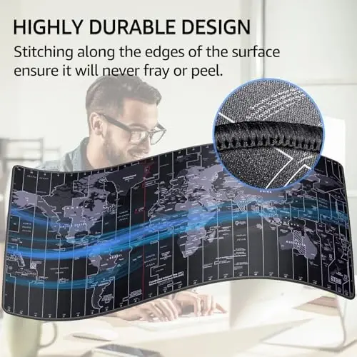 KTRIO Large Gaming Mouse Pad with Stitched Edges, Extended Mousepad with Superior Micro-Weave Cloth, Non-Slip Base, Water Resist Keyboard Pad, Desk Mat for Gamer, Office & Home, 31.5x15.7in, World Map - 5