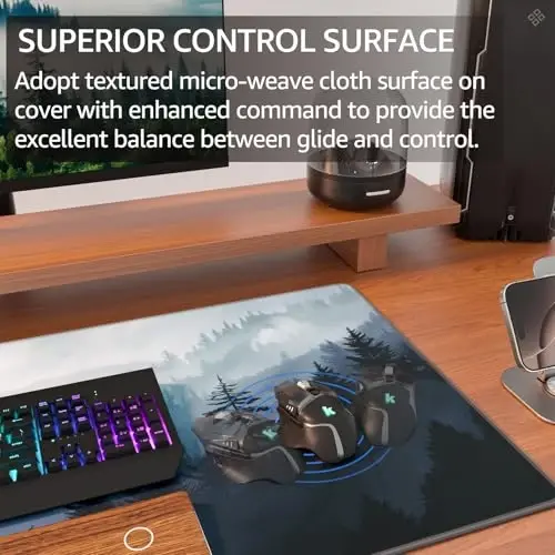 KTRIO Large Gaming Mouse Pad with Stitched Edges, Extended Mousepad with Superior Micro-Weave Cloth, Non-Slip Base, Water Resist Keyboard Pad for Gamer, Office & Home, 31.5x15.7in, Cloud Forest - 2