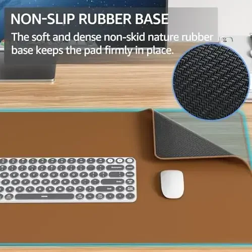 KTRIO Large Gaming Mouse Pad with Stitched Edges, Extended Mousepad with Superior Micro-Weave Cloth, Non-Slip Base, Water Resist Keyboard Pad for Gamer, Office & Home, 31.5x15.7in, Coffee Brown - 4