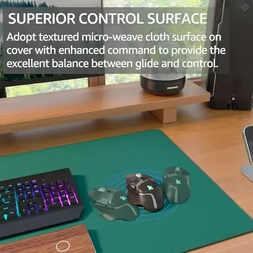 KTRIO Large Gaming Mouse Pad with Stitched Edges, Extended Mousepad with Superior Micro-Weave Cloth, Non-Slip Base, Water Resist Keyboard Pad for Gamer, Office & Home, 31.5x15.7in, Forest Green - KTRIO (1)