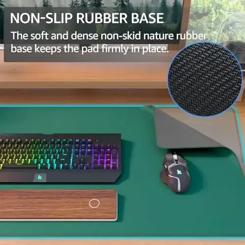 KTRIO Large Gaming Mouse Pad with Stitched Edges, Extended Mousepad with Superior Micro-Weave Cloth, Non-Slip Base, Water Resist Keyboard Pad for Gamer, Office & Home, 31.5x15.7in, Forest Green - 4