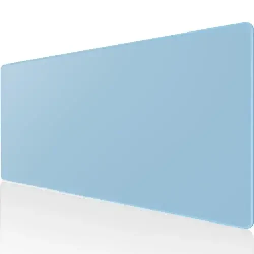 KTRIO Large Gaming Mouse Pad with Stitched Edges, Extended Mousepad with Superior Micro-Weave Cloth, Non-Slip Base, Water Resist Keyboard Pad for Gamer, Office & Home, 31.5x15.7in, Ice Blue - KTRIO