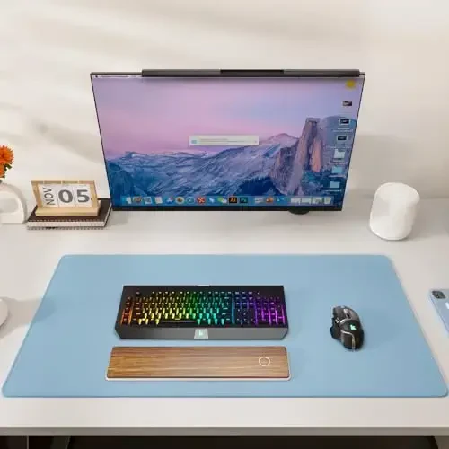 KTRIO Large Gaming Mouse Pad with Stitched Edges, Extended Mousepad with Superior Micro-Weave Cloth, Non-Slip Base, Water Resist Keyboard Pad for Gamer, Office & Home, 31.5x15.7in, Ice Blue - 6