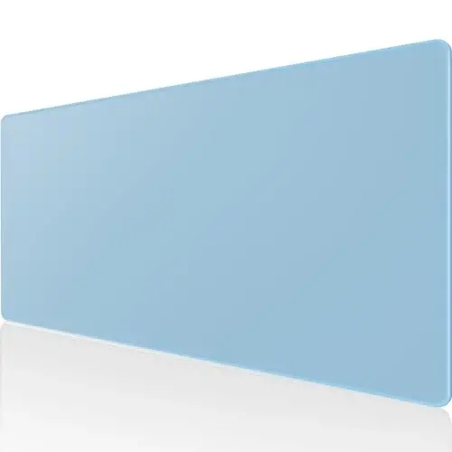 KTRIO Large Gaming Mouse Pad with Stitched Edges, Extended Mousepad with Superior Micro-Weave Cloth, Non-Slip Base, Water Resist Keyboard Pad for Gamer, Office & Home, 31.5x15.7in, Ice Blue - KTRIO