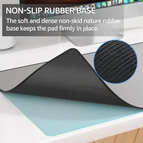 KTRIO Large Gaming Mouse Pad with Stitched Edges, Extended Mousepad with Superior Micro-Weave Cloth, Non-Slip Base, Water Resist Keyboard Pad for Gamer, Office & Home, 31.5x15.7in, Silver Grey - 4