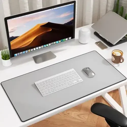 KTRIO Large Gaming Mouse Pad with Stitched Edges, Extended Mousepad with Superior Micro-Weave Cloth, Non-Slip Base, Water Resist Keyboard Pad for Gamer, Office & Home, 31.5x15.7in, Silver Grey - 6