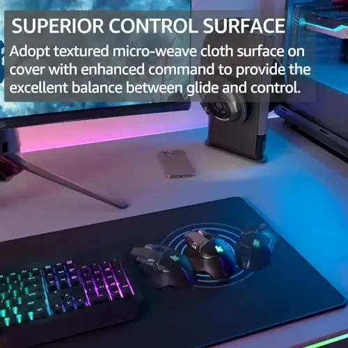 KTRIO Large Gaming Mouse Pad with Superior Micro-Weave Cloth, Extended Desk Mousepad with Stitched Edges, Non-Slip Base, Water Resist Keyboard Pad for Gamer, Office & Home, 31.5 x 11.8 in, Black 