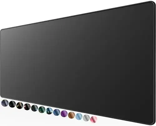 KTRIO Large Gaming Mouse Pad with Superior Micro-Weave Cloth, Extended Desk Mousepad with Stitched Edges, Non-Slip Base, Water Resist Keyboard Pad for Gamer, Office & Home, 31.5 x 11.8 in, Black - 5