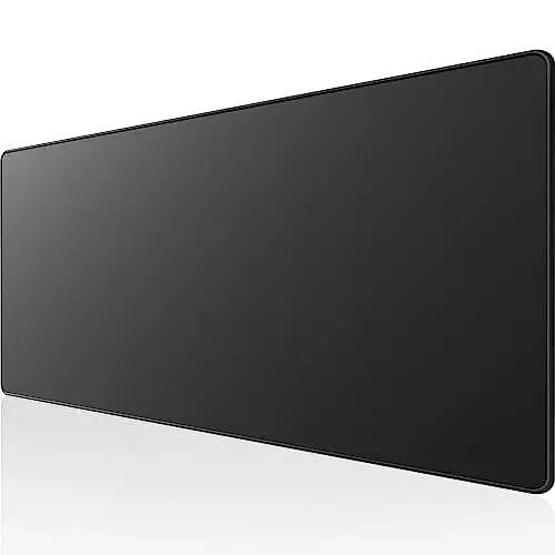 KTRIO Large Gaming Mouse Pad with Superior Micro-Weave Cloth, Extended Desk Mousepad with Stitched Edges, Non-Slip Base, Water Resist Keyboard Pad for Gamer, Office & Home, 31.5 x 11.8 in, Black - 1