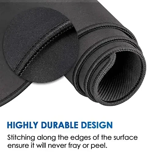 KTRIO Large Gaming Mouse Pad with Superior Micro-Weave Cloth, Extended Desk Mousepad with Stitched Edges, Non-Slip Base, Water Resist Keyboard Pad for Gamer, Office & Home, 35.4 x 15.7 in, Black - 3
