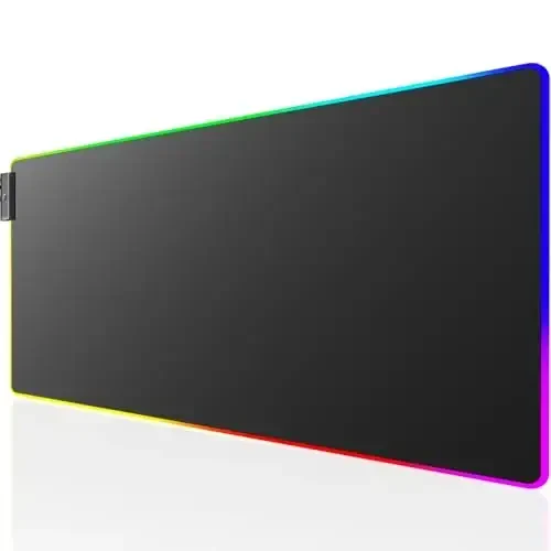 KTRIO RGB Большой игровой коврик для мыши с прошитыми краями, превосходная микроткань, нескользящая основа, водоотталкивающее покрытие, 80 x 30 см, RGB черный 