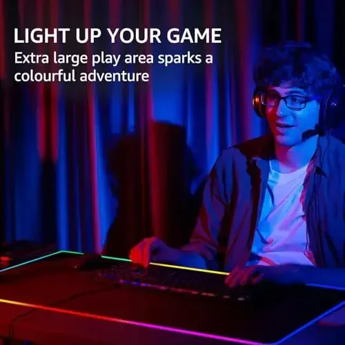 KTRIO RGB katta oʻyin sichqonchasi yostigʻi tikilgan qirralari bilan, LED kengaytirilgan sichqoncha yostigʻi yuqori mikro toʻquv matosi, sirpanmaydigan taglik, suvga chidamli klaviatura yostigʻi, oʻyinchi, ofis va uy uchun stol yostigʻi, 35,4 x 15,7 dyuym - 6