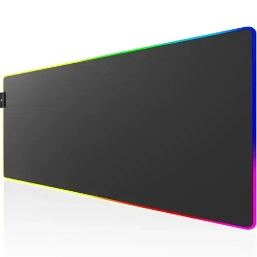 KTRIO RGB Large Gaming Mouse Pad with Stitched Edges, LED Extended Mousepad with Superior Micro-Weave Cloth, Non-Slip Base, Water Resist Keyboard Pad, Desk Pad for Gamer, Office & Home, 35.4 x 15.7 in 