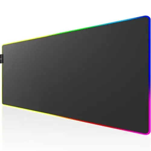 KTRIO RGB Large Gaming Mouse Pad with Stitched Edges, LED Extended Mousepad with Superior Micro-Weave Cloth, Non-Slip Base, Water Resist Keyboard Pad, Desk Pad for Gamer, Office & Home, 35.4 x 15.7 in 
