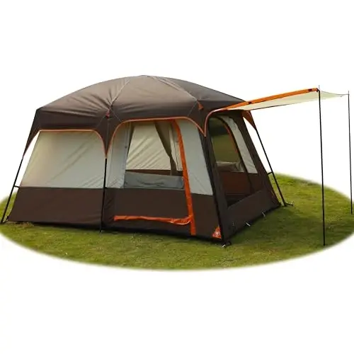 KTT Large Tent 6-12 Person,Family Cabin Tents,Straight Wall,3 Doors and 3 Windows with Mesh,Waterproof,Big Tent for Outdoor,Picnic,Camping,Family,Friends Gathering. - 1