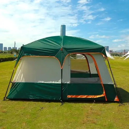 KTT Large Tent 6-12 Person,Family Cabin Tents,Straight Wall,3 Doors and 3 Windows with Mesh,Waterproof,Big Tent for Outdoor,Picnic,Camping,Family,Friends Gathering. - 3