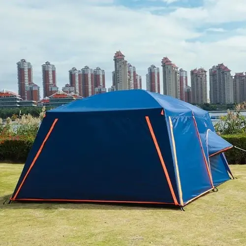 KTT Extra Large Tent 6-10-12-14 Person(A),Family Cabin Tents,2 Rooms,3 Doors and 3 Windows with Mesh,Straight Wall,Waterproof,Double Layer,Big Tent for Outdoor,Picnic,Camping,Family Gathering - 3