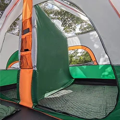 KTT Extra Large Tent 6-10-12-14 Person(A),Family Cabin Tents,2 Rooms,3 Doors and 3 Windows with Mesh,Straight Wall,Waterproof,Double Layer,Big Tent for Outdoor,Picnic,Camping,Family Gathering - 5