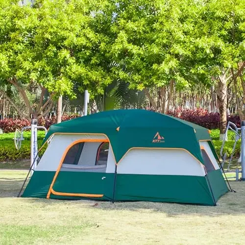 KTT Extra Large Tent 10-12-14 Person(B),Family Cabin Tents,2 Rooms,3 Doors and 3 Windows with Mesh,Straight Wall,Waterproof,Double Layer,Big Tent for Outdoor,Picnic,Camping,Family Gathering - 3