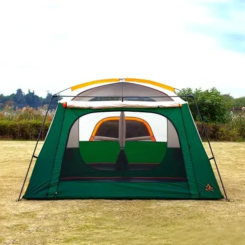 KTT Extra Large Tent 10-12-14 Person(B),Family Cabin Tents,2 Rooms,3 Doors and 3 Windows with Mesh,Straight Wall,Waterproof,Double Layer,Big Tent for Outdoor,Picnic,Camping,Family Gathering - 6